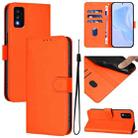 For TCL 30T Skin Feel Solid Color Leather Phone Case with Lanyard(Orange) - 1