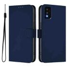 For TCL 30T Skin Feel Solid Color Leather Phone Case with Lanyard(Navy Blue) - 2