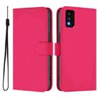 For TCL 30T Skin Feel Solid Color Leather Phone Case with Lanyard(Rose Red) - 2