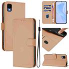 For TCL 30Z T602DL Skin Feel Solid Color Leather Phone Case with Lanyard(Nude) - 1