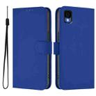 For TCL 30Z T602DL Skin Feel Solid Color Leather Phone Case with Lanyard(Dark Blue) - 2