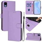 For TCL 30Z T602DL Skin Feel Solid Color Leather Phone Case with Lanyard(Lavender Purple) - 1