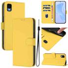 For TCL 30Z T602DL Skin Feel Solid Color Leather Phone Case with Lanyard(Lemon Yellow) - 1