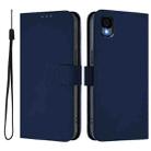 For TCL 30Z T602DL Skin Feel Solid Color Leather Phone Case with Lanyard(Navy Blue) - 2