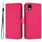 For TCL 30Z T602DL Skin Feel Solid Color Leather Phone Case with Lanyard(Rose Red) - 2