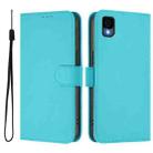 For TCL 30Z T602DL Skin Feel Solid Color Leather Phone Case with Lanyard(Lake Blue) - 2