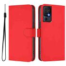 For TCL 40 SE Skin Feel Solid Color Leather Phone Case with Lanyard(Red) - 2