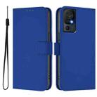 For TCL 40 SE Skin Feel Solid Color Leather Phone Case with Lanyard(Dark Blue) - 2