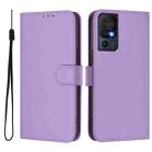 For TCL 40 SE Skin Feel Solid Color Leather Phone Case with Lanyard(Lavender Purple) - 2