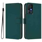 For TCL 40 SE Skin Feel Solid Color Leather Phone Case with Lanyard(Dark Green) - 2