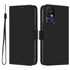 For TCL 40 SE Skin Feel Solid Color Leather Phone Case with Lanyard(Black) - 2