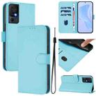 For TCL 40 SE Skin Feel Solid Color Leather Phone Case with Lanyard(Sky Blue) - 1