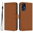 For TCL 40 XL / 40 T T608DL Skin Feel Solid Color Leather Phone Case with Lanyard(Brown) - 2