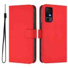 For TCL 40 XL / 40 T T608DL Skin Feel Solid Color Leather Phone Case with Lanyard(Red) - 2