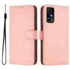 For TCL 40 XL / 40 T T608DL Skin Feel Solid Color Leather Phone Case with Lanyard(Pink) - 2