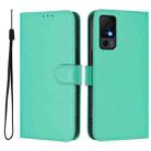 For TCL 40 XL / 40 T T608DL Skin Feel Solid Color Leather Phone Case with Lanyard(Green) - 2