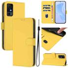 For TCL 40 XL / 40 T T608DL Skin Feel Solid Color Leather Phone Case with Lanyard(Lemon Yellow) - 1