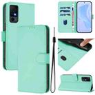 For TCL 40 XL / 40 T T608DL Skin Feel Solid Color Leather Phone Case with Lanyard(Mint Green) - 1