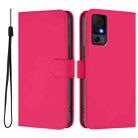 For TCL 40 XL / 40 T T608DL Skin Feel Solid Color Leather Phone Case with Lanyard(Rose Red) - 2