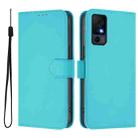 For TCL 40 XL / 40 T T608DL Skin Feel Solid Color Leather Phone Case with Lanyard(Lake Blue) - 2