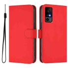 For TCL 40 R 5G Skin Feel Solid Color Leather Phone Case with Lanyard(Red) - 2