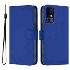 For TCL 40 R 5G Skin Feel Solid Color Leather Phone Case with Lanyard(Dark Blue) - 2