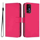 For TCL 40 R 5G Skin Feel Solid Color Leather Phone Case with Lanyard(Rose Red) - 2