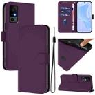 For TCL 40 R 5G Skin Feel Solid Color Leather Phone Case with Lanyard(Violet) - 1