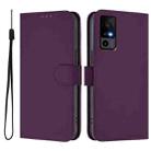 For TCL 40 R 5G Skin Feel Solid Color Leather Phone Case with Lanyard(Violet) - 2