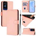 For TCL 50 5G / 50 XE NxtPaper 5G Skin Feel Solid Color Leather Phone Case with Lanyard(Pink) - 1