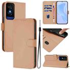 For TCL 50 5G / 50 XE NxtPaper 5G Skin Feel Solid Color Leather Phone Case with Lanyard(Nude) - 1