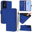 For TCL 50 5G / 50 XE NxtPaper 5G Skin Feel Solid Color Leather Phone Case with Lanyard(Dark Blue) - 1