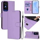 For TCL 50 5G / 50 XE NxtPaper 5G Skin Feel Solid Color Leather Phone Case with Lanyard(Lavender Purple) - 1