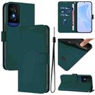 For TCL 50 5G / 50 XE NxtPaper 5G Skin Feel Solid Color Leather Phone Case with Lanyard(Dark Green) - 1