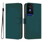 For TCL 50 5G / 50 XE NxtPaper 5G Skin Feel Solid Color Leather Phone Case with Lanyard(Dark Green) - 2