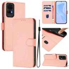 For TCL 50 LE Skin Feel Solid Color Leather Phone Case with Lanyard(Pink) - 1