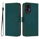 For TCL 50 LE Skin Feel Solid Color Leather Phone Case with Lanyard(Dark Green) - 2