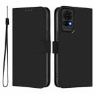 For TCL 50 LE Skin Feel Solid Color Leather Phone Case with Lanyard(Black) - 2