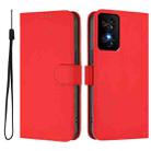 For TCL 50 SE Skin Feel Solid Color Leather Phone Case with Lanyard(Red) - 2