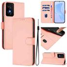 For TCL 50 SE Skin Feel Solid Color Leather Phone Case with Lanyard(Pink) - 1