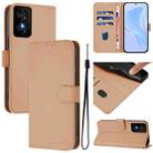 For TCL 50 SE Skin Feel Solid Color Leather Phone Case with Lanyard(Nude) - 1