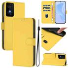 For TCL 50 SE Skin Feel Solid Color Leather Phone Case with Lanyard(Lemon Yellow) - 1