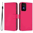 For TCL 50 SE Skin Feel Solid Color Leather Phone Case with Lanyard(Rose Red) - 2