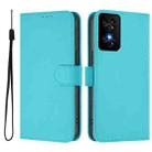 For TCL 50 SE Skin Feel Solid Color Leather Phone Case with Lanyard(Lake Blue) - 2