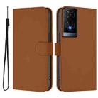 For TCL 50 XE Skin Feel Solid Color Leather Phone Case with Lanyard(Brown) - 2