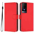 For TCL 50 XE Skin Feel Solid Color Leather Phone Case with Lanyard(Red) - 2