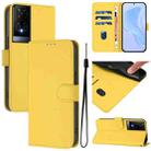 For TCL 50 XE Skin Feel Solid Color Leather Phone Case with Lanyard(Lemon Yellow) - 1