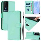 For TCL 50 XE Skin Feel Solid Color Leather Phone Case with Lanyard(Mint Green) - 1