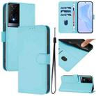 For TCL 50 XE Skin Feel Solid Color Leather Phone Case with Lanyard(Sky Blue) - 1