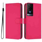 For TCL 50 XE Skin Feel Solid Color Leather Phone Case with Lanyard(Rose Red) - 2